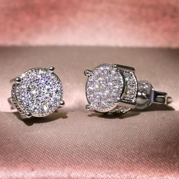 925 sterling silver Rhinestone Stud Earrings - Picture 2 of 4